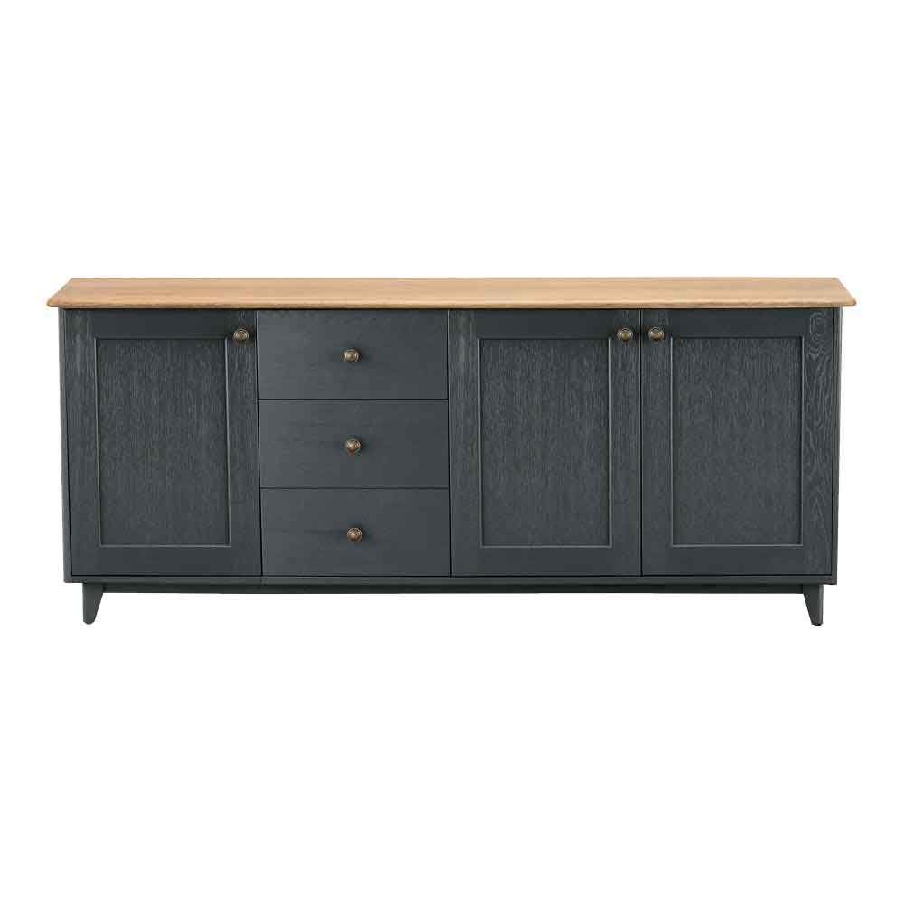 Maine 3 Door 3 Drawer Large Sideboard Charcoal – Buffets Intended For Rustic Black 2 Drawer Buffets (Gallery 12 of 20)
