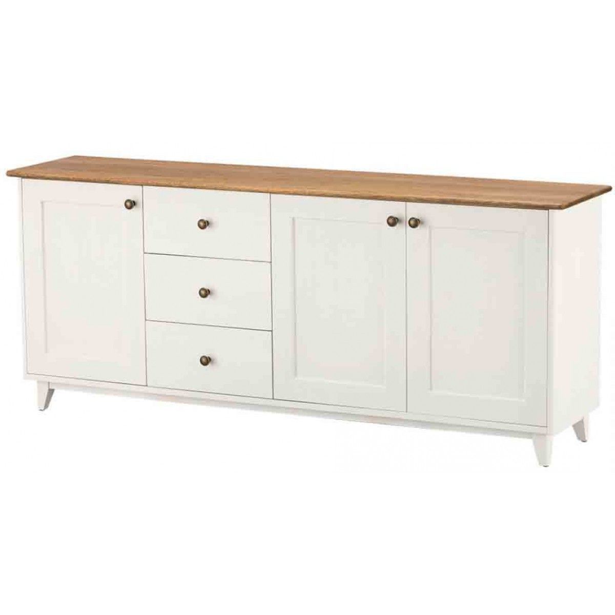 Maine 3 Door 3 Drawer Large Sideboard White – Buffets With 3 Drawer Storage Buffets (View 3 of 20)
