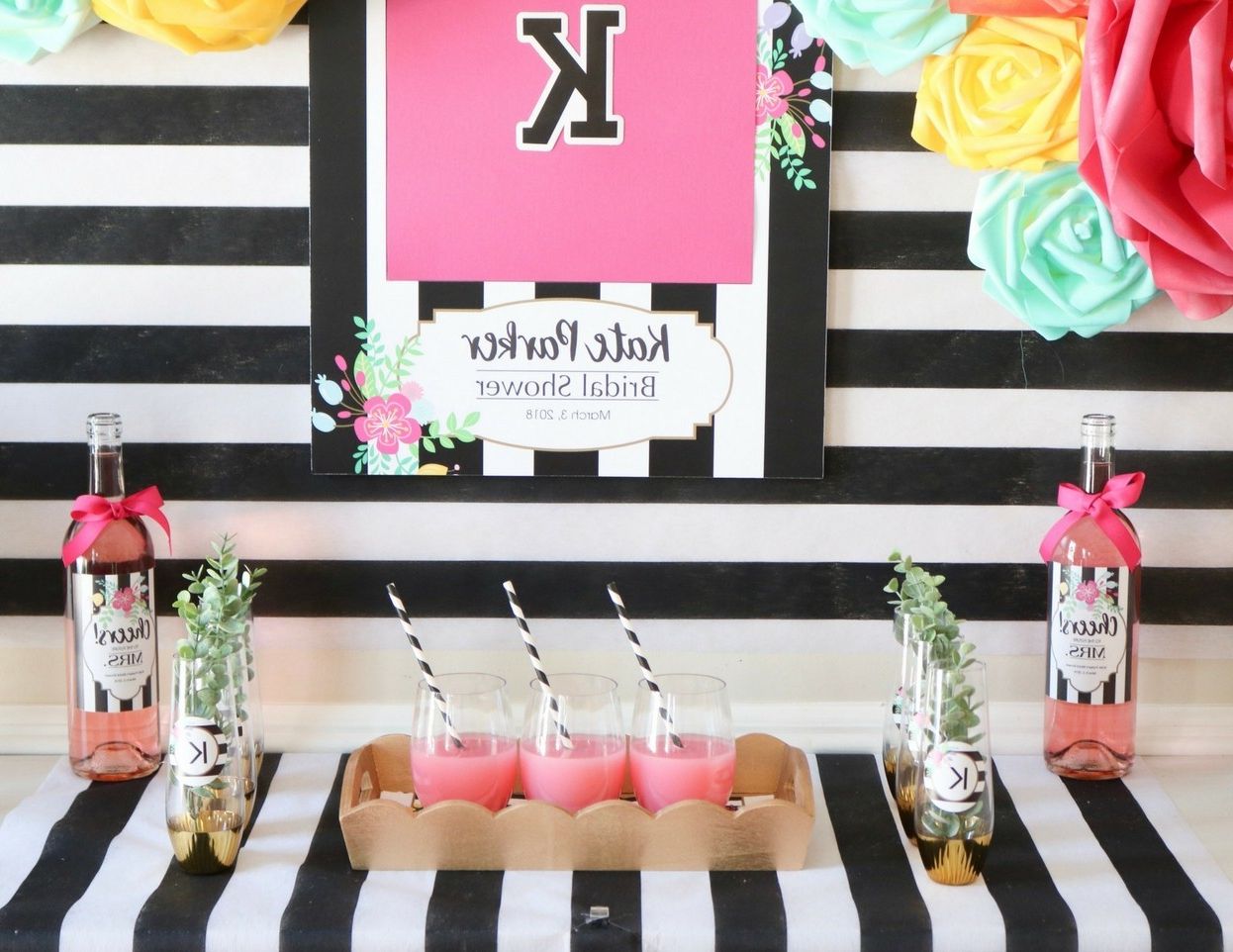 Make A Bridal Shower Backdrop & Buffet | Fun365 Within Six Stripes Buffets (View 9 of 20)