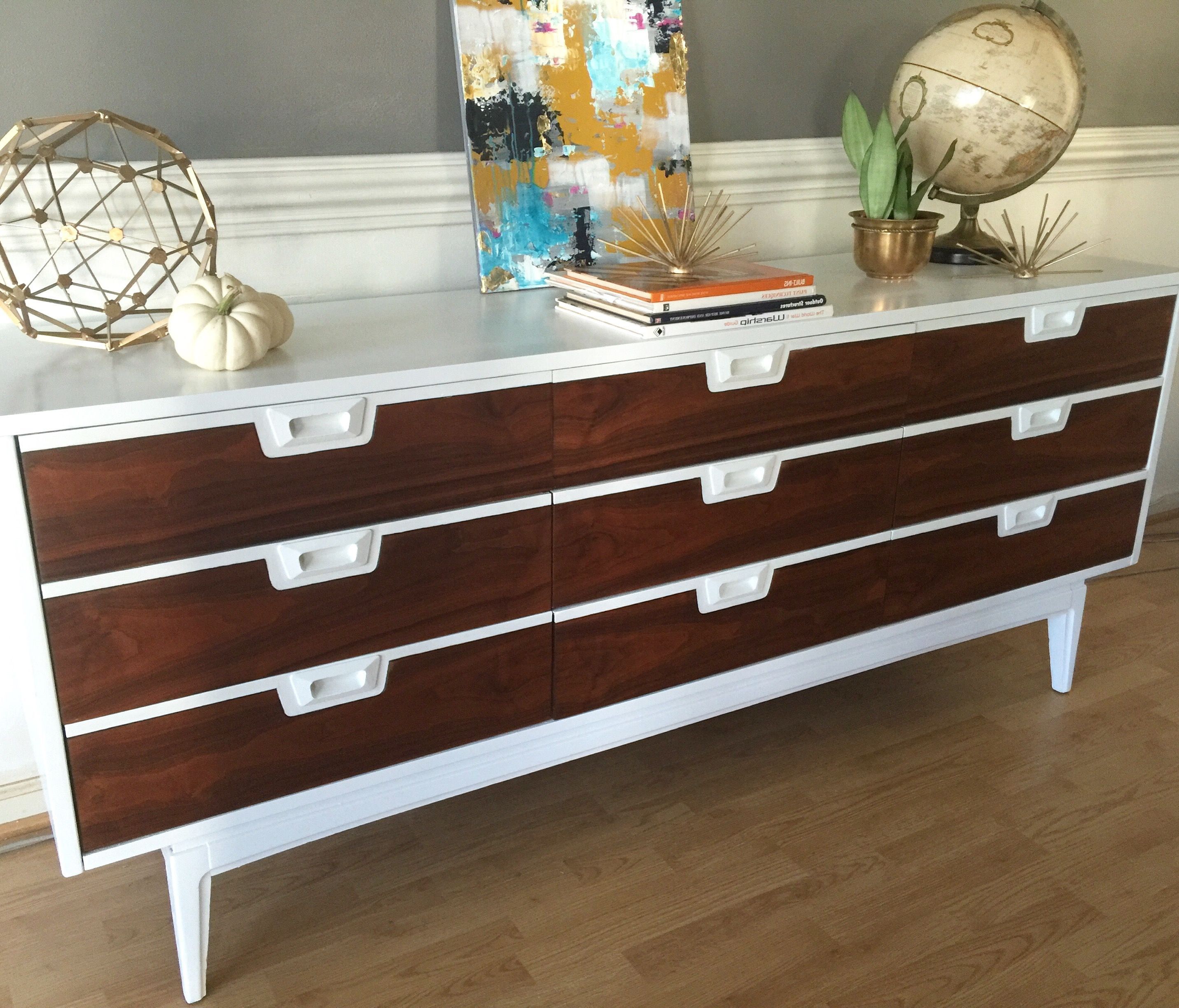 Mid Century Modern Two Tone Dresser Refurbish Intended For Modern Two Tone Buffets (Gallery 18 of 20)