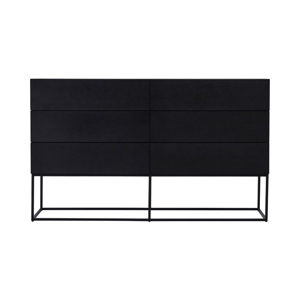 Modern Designer Balmain 6 Drawer Dresser – Black Ash/black Pertaining To Contemporary Black Buffets (Gallery 6 of 20)