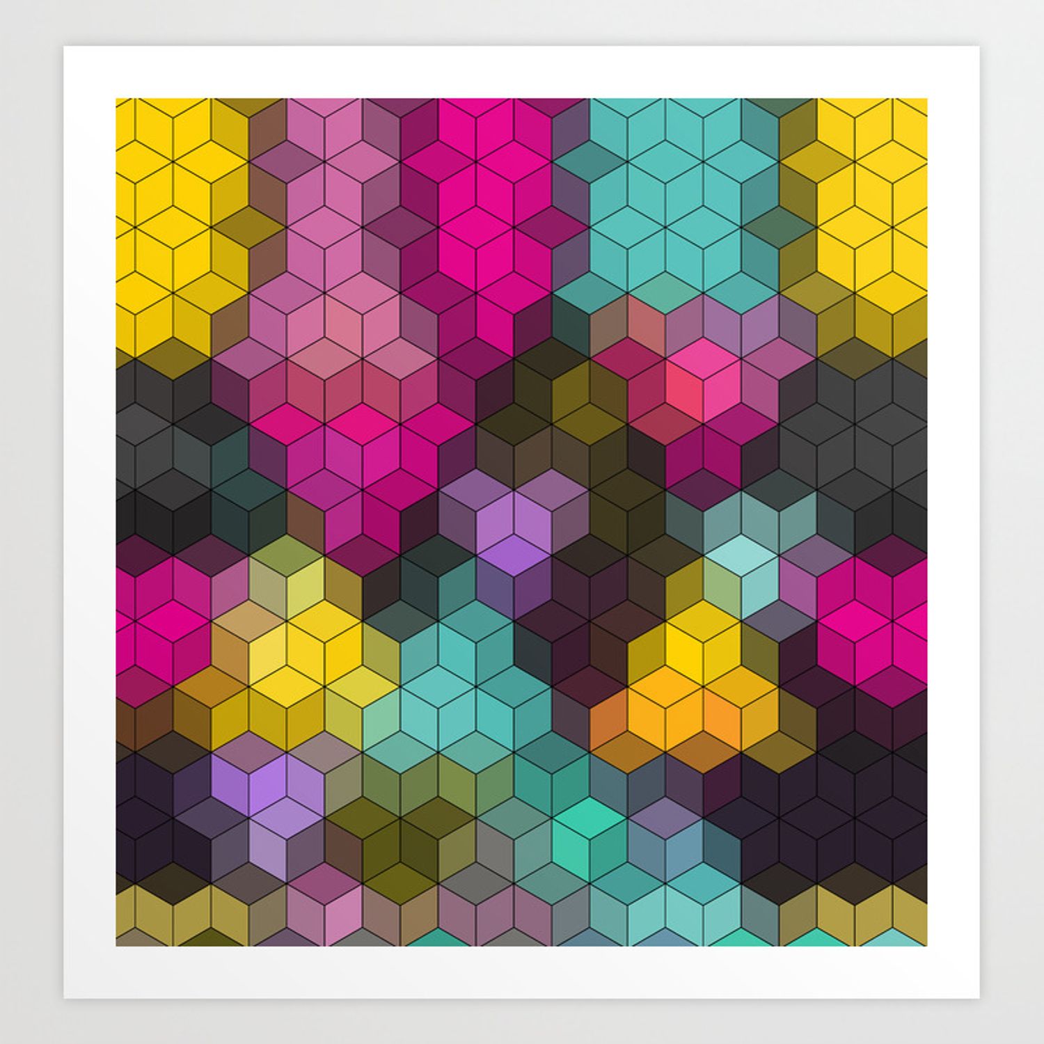 Multi Colored Geometric Shapes Art Print Intended For Multi Colored Geometric Shapes Credenzas (View 12 of 20)