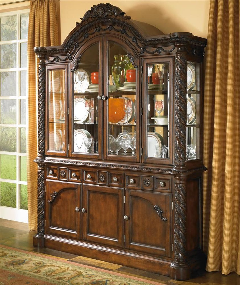 Old World China Cabinet With Glass Doorsmillennium At Rotmans Inside Wooden Curio Buffets With Two Glass Doors (View 17 of 20)