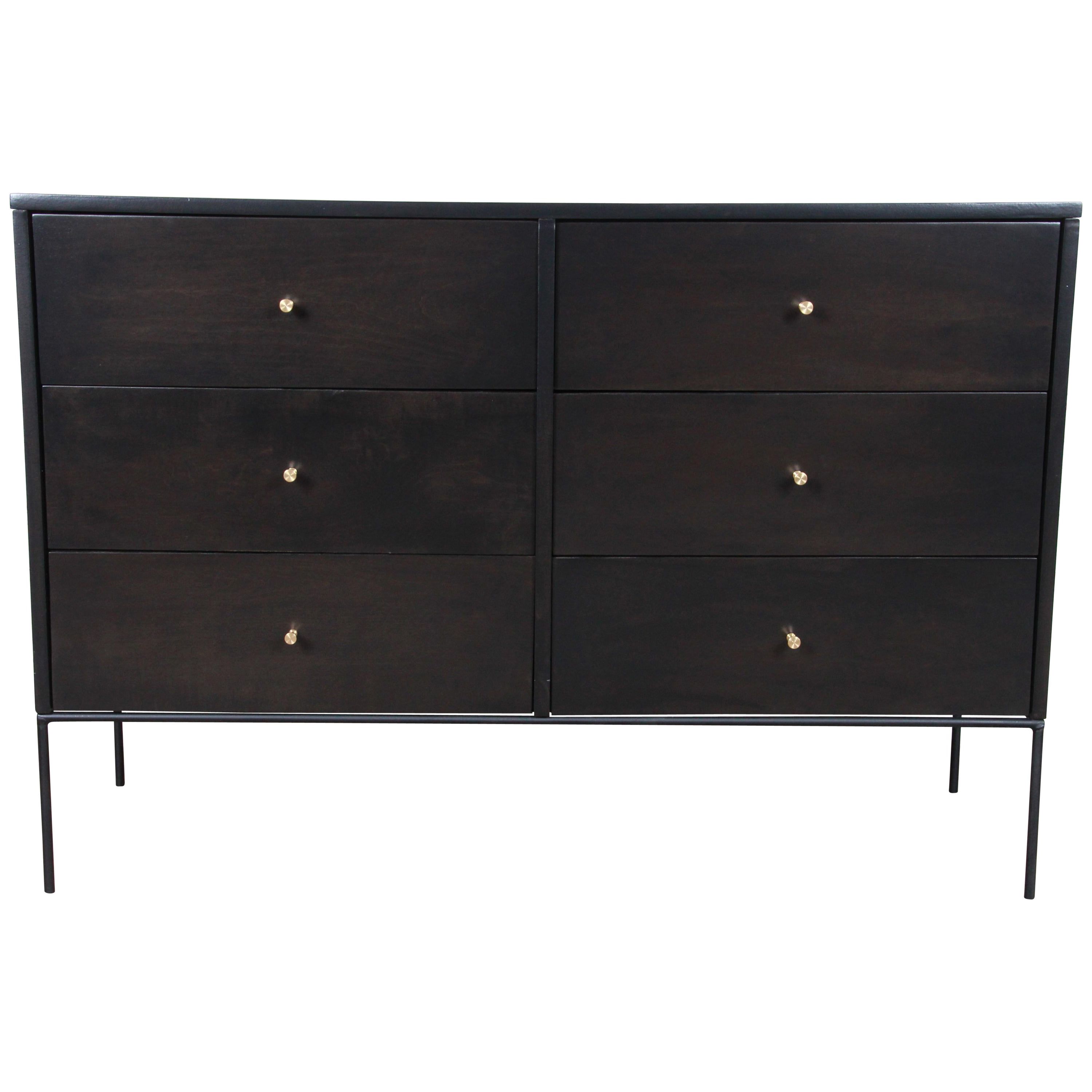 Paul Mccobb Planner Group Iron Base Ebonized Six Drawer Dresser Or Credenza With Regard To Line Geo Credenzas (View 11 of 20)