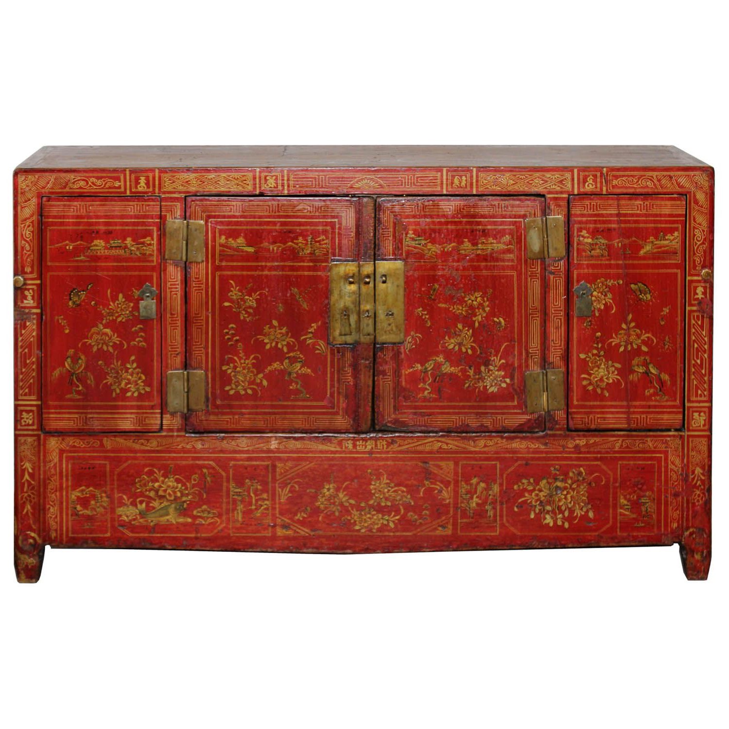 Red & Gold Wedding Sideboard | Buffets And Sideboards Regarding 4 Door Lacquer Buffets (View 7 of 20)