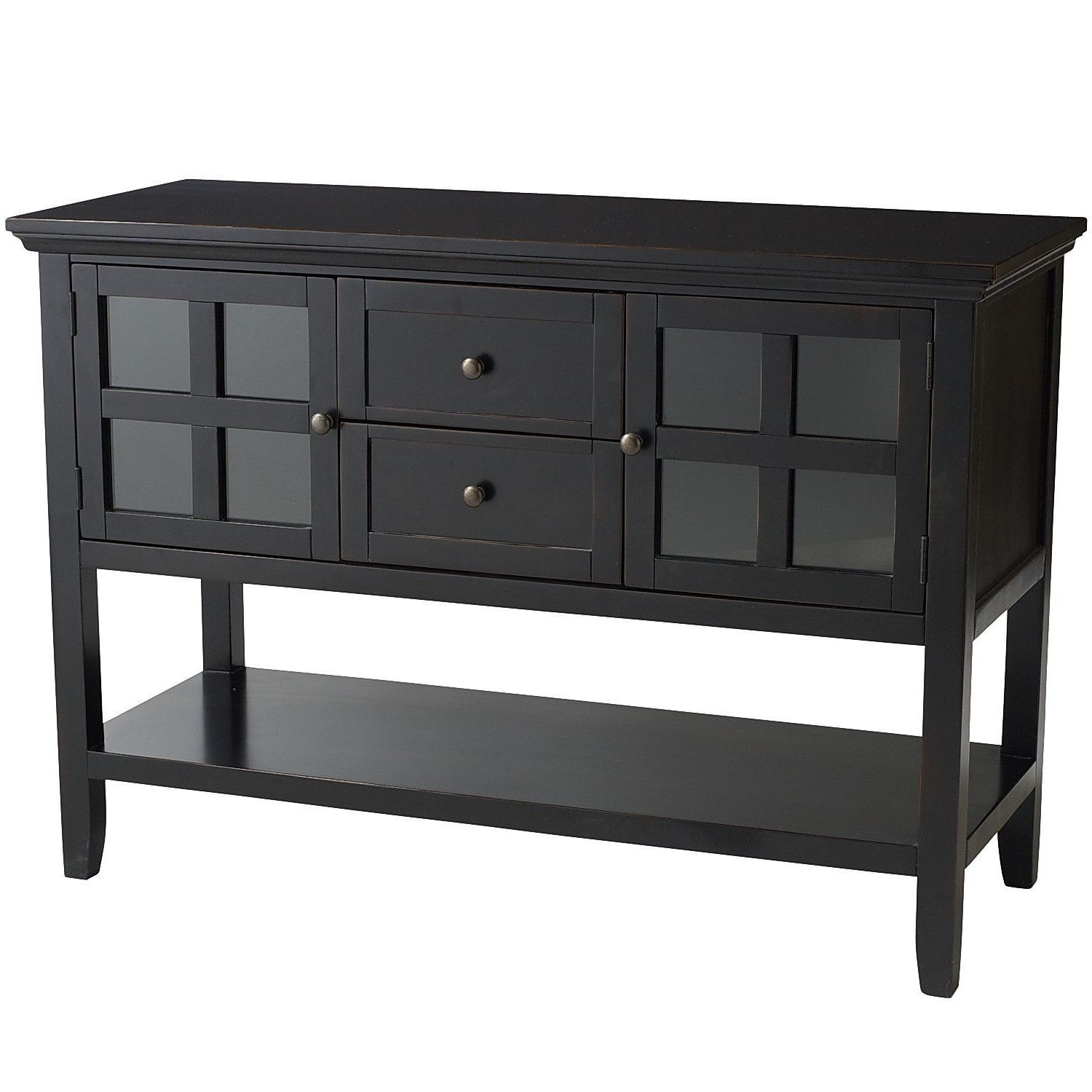 Ronan Rubbed Black Small Buffet Table | *cabinets & Storage For Simple Living Layla Black Buffets (View 9 of 20)