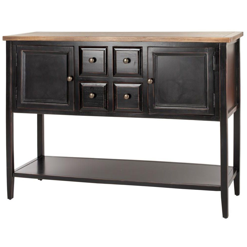 Safavieh Charlotte Black And Oak Buffet With Storage For Rustic Black 2 Drawer Buffets (Gallery 6 of 20)