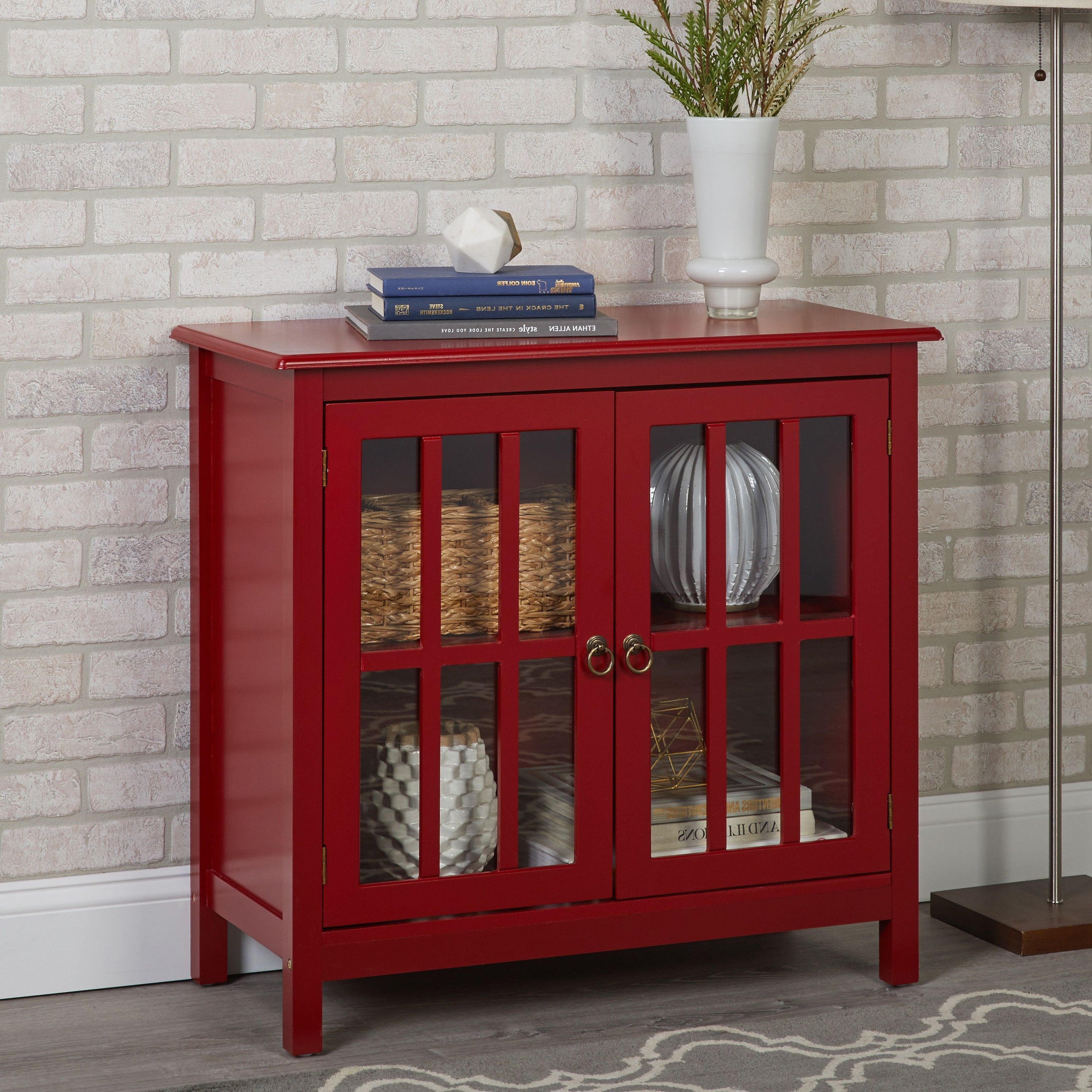Simple Living Portland Glass Door Cabinet With Regard To Simple Living Red Montego Buffets (View 5 of 20)