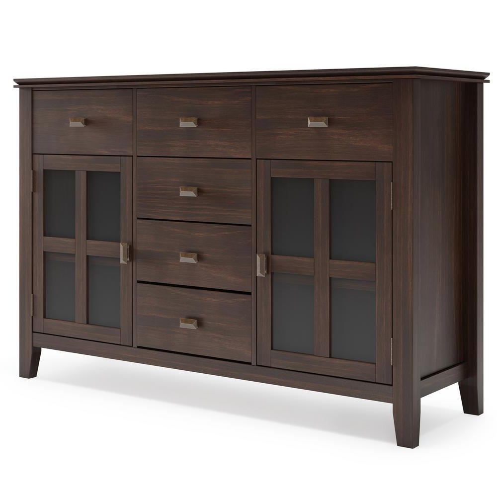 Simpli Home Artisan Solid Wood Dark Chesnut Brown 54 In Pertaining To Solid Wood Contemporary Sideboards Buffets (View 3 of 20)