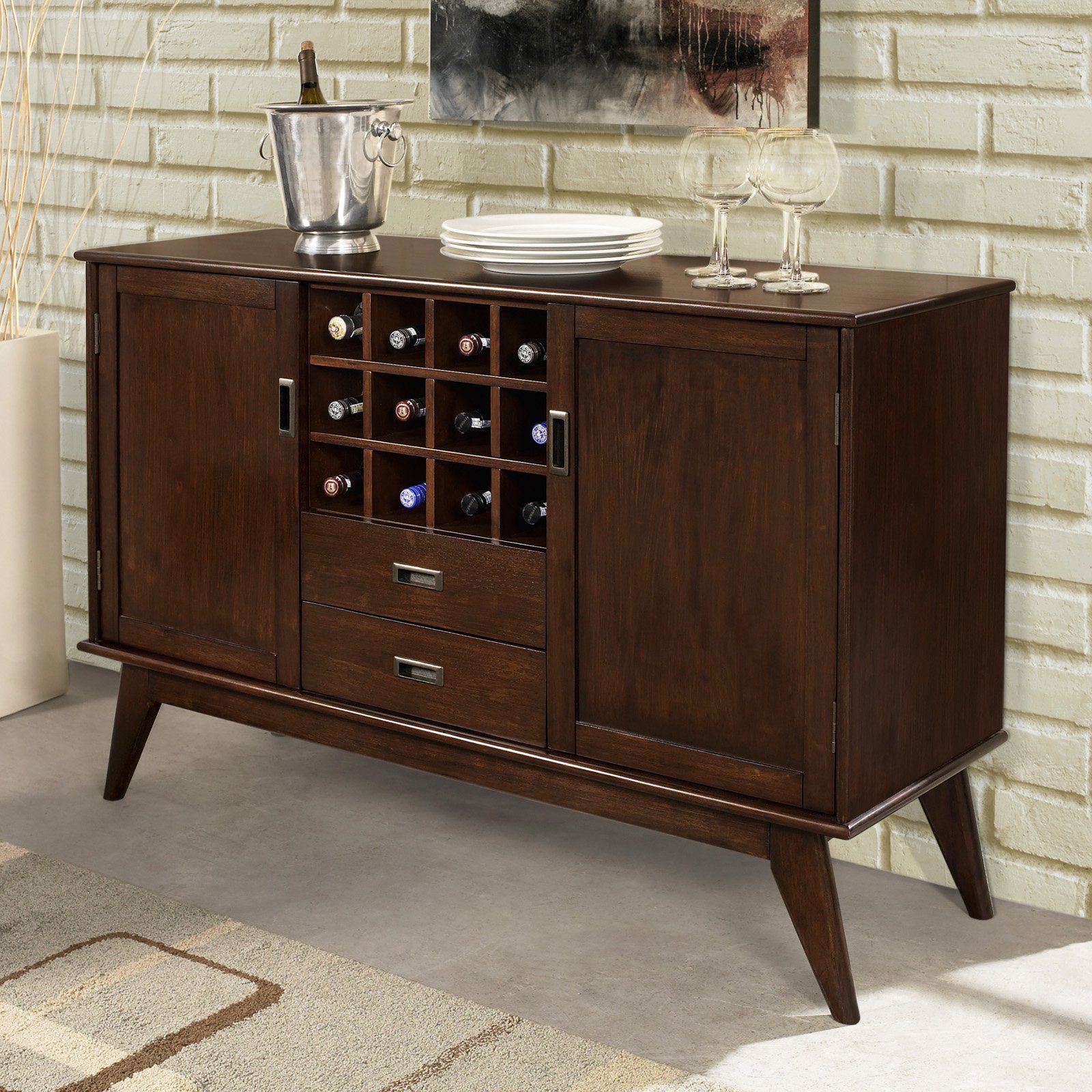 Simpli Home Draper Sideboard Buffet And Winerack | Products With Regard To Simple Living Red Montego Buffets (Gallery 17 of 20)