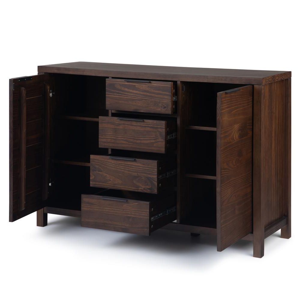 Simpli Home Hollander Solid Wood 54 In. Wide Modern With Contemporary Distressed Grey Buffets (Gallery 19 of 20)