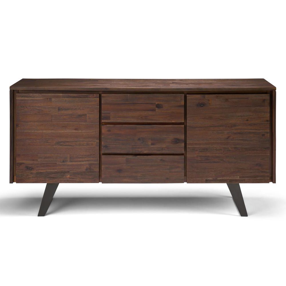 Simpli Home Lowry Solid Acacia Wood And Metal 60 In. Wide Intended For Contemporary Distressed Grey Buffets (Gallery 11 of 20)