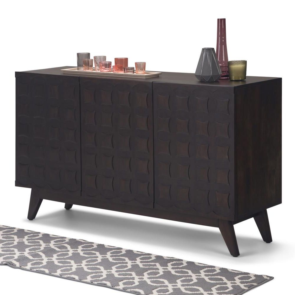 Simpli Home Wainwright 54 In. Wide Mid Century Modern For 4 Door Lacquer Buffets (Gallery 20 of 20)