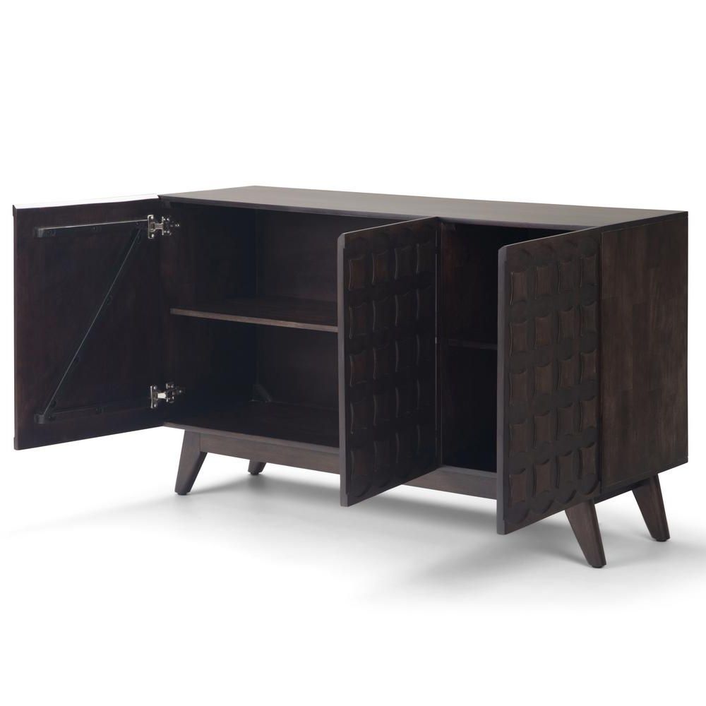 Simpli Home Wainwright 54 In. Wide Mid Century Modern With Regard To Modern Black Storage Buffets (Gallery 16 of 20)