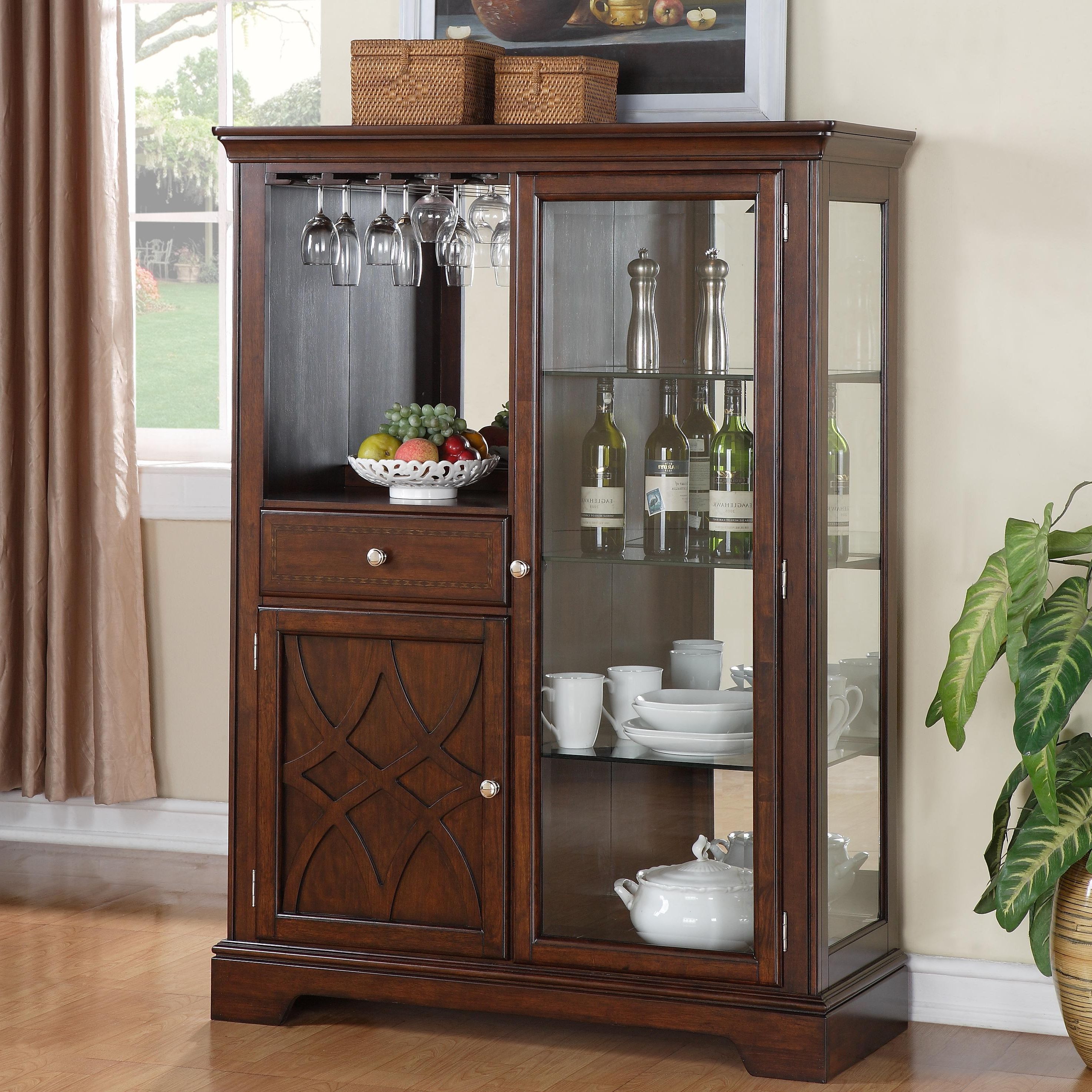 Standard Furniture Woodmont 2 Door Display Curio Cabinet For Wooden Buffets With Two Side Door Storage Cabinets And Stemware Rack (View 6 of 20)