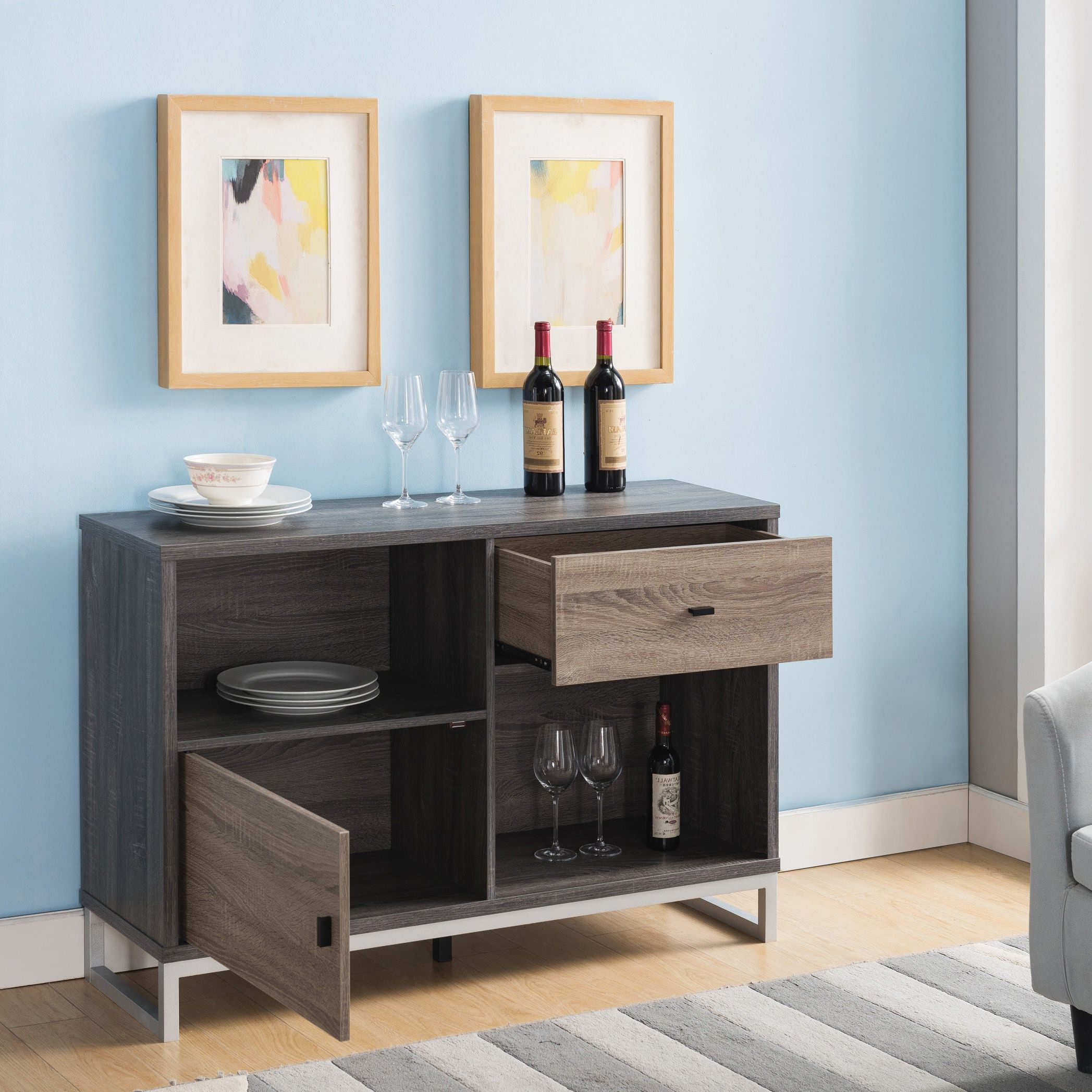 Strille Modern Two Tone Storage Dining Serverfoa With Modern Two Tone Buffets (Gallery 2 of 20)