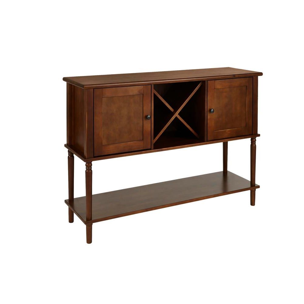 Stylewell Stylewell Walnut Finish Buffet Table With Storage Within Solid And Composite Wood Buffets In Cappuccino Finish (Gallery 16 of 20)