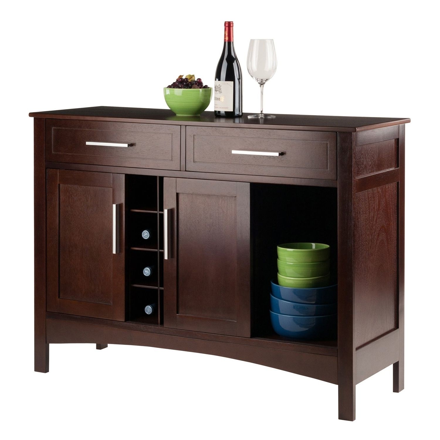 Winsome Gordon Solid And Composite Wood Buffet Cabinet/sideboard In  Cappuccino Finish For Solid And Composite Wood Buffets In Cappuccino Finish (Gallery 1 of 20)