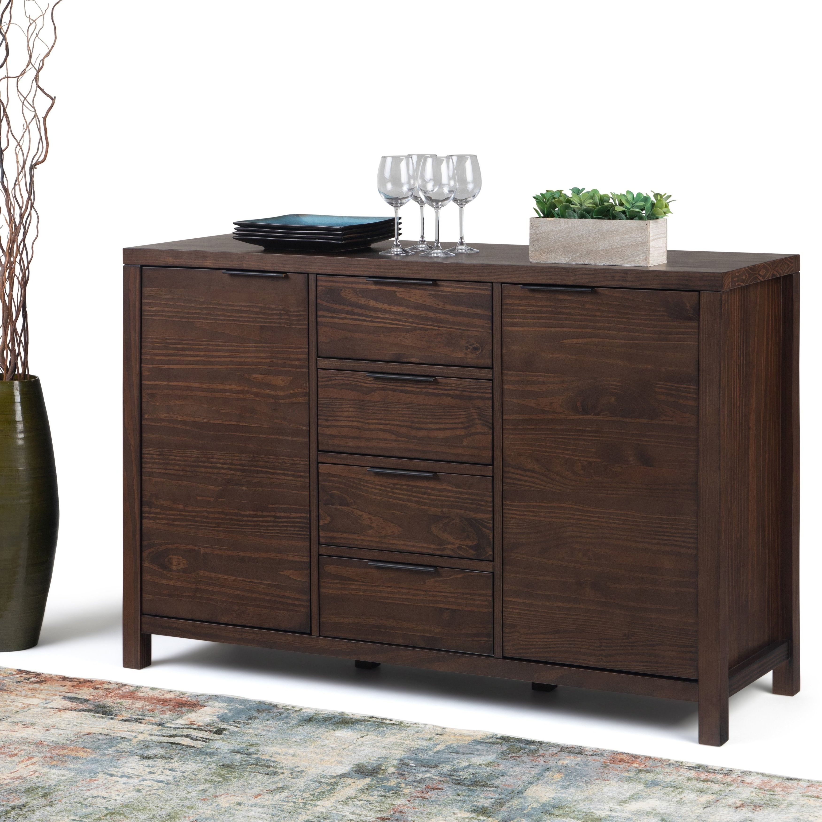 Wyndenhall Fabian Solid Wood 54 Inch Wide Modern Within Solid Wood Contemporary Sideboards Buffets (View 2 of 20)