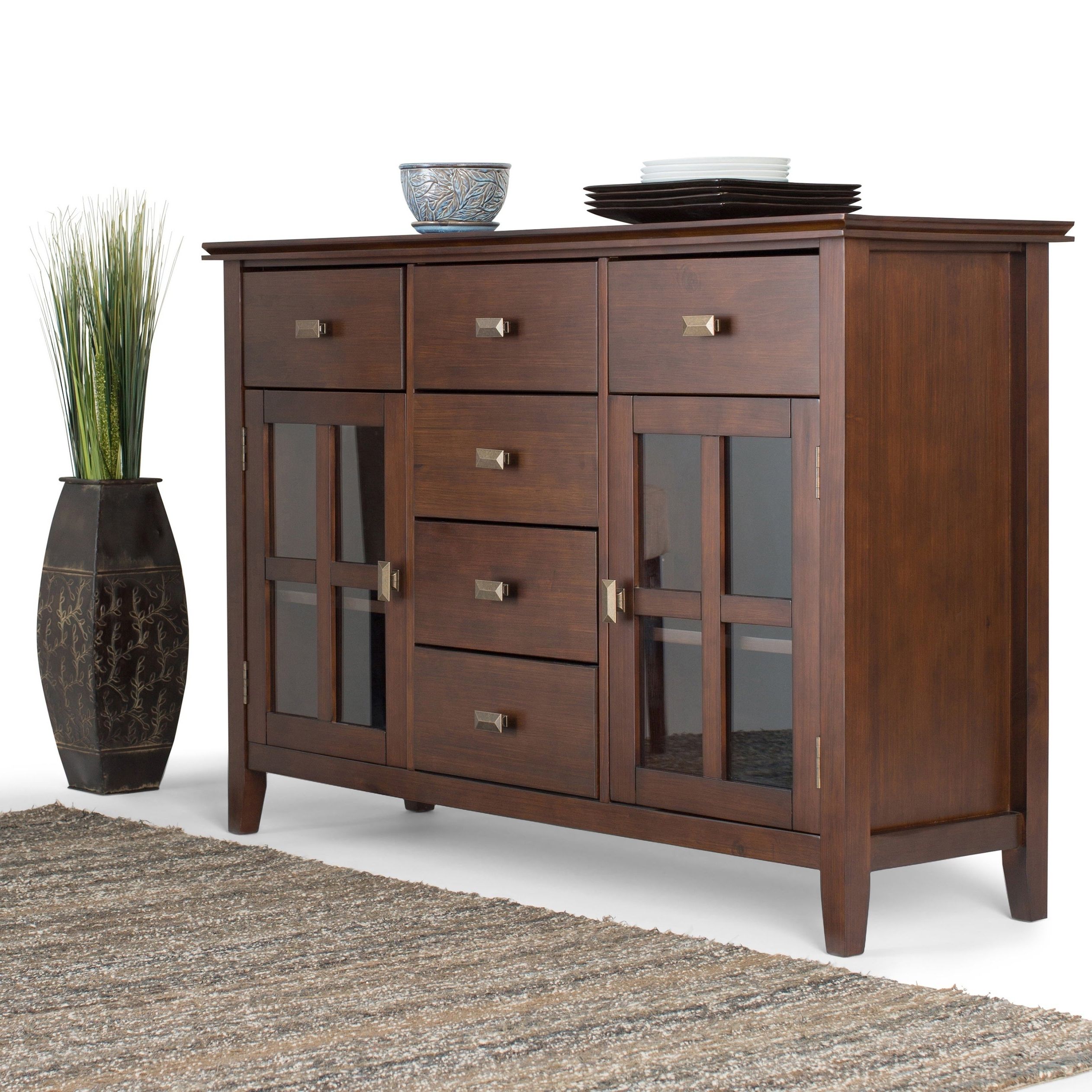 Wyndenhall Stratford Solid Wood 54 Inch Wide Contemporary Sideboard Buffet  Credenza – 54 Inch Wide Intended For Solid Wood Contemporary Sideboards Buffets (View 1 of 20)