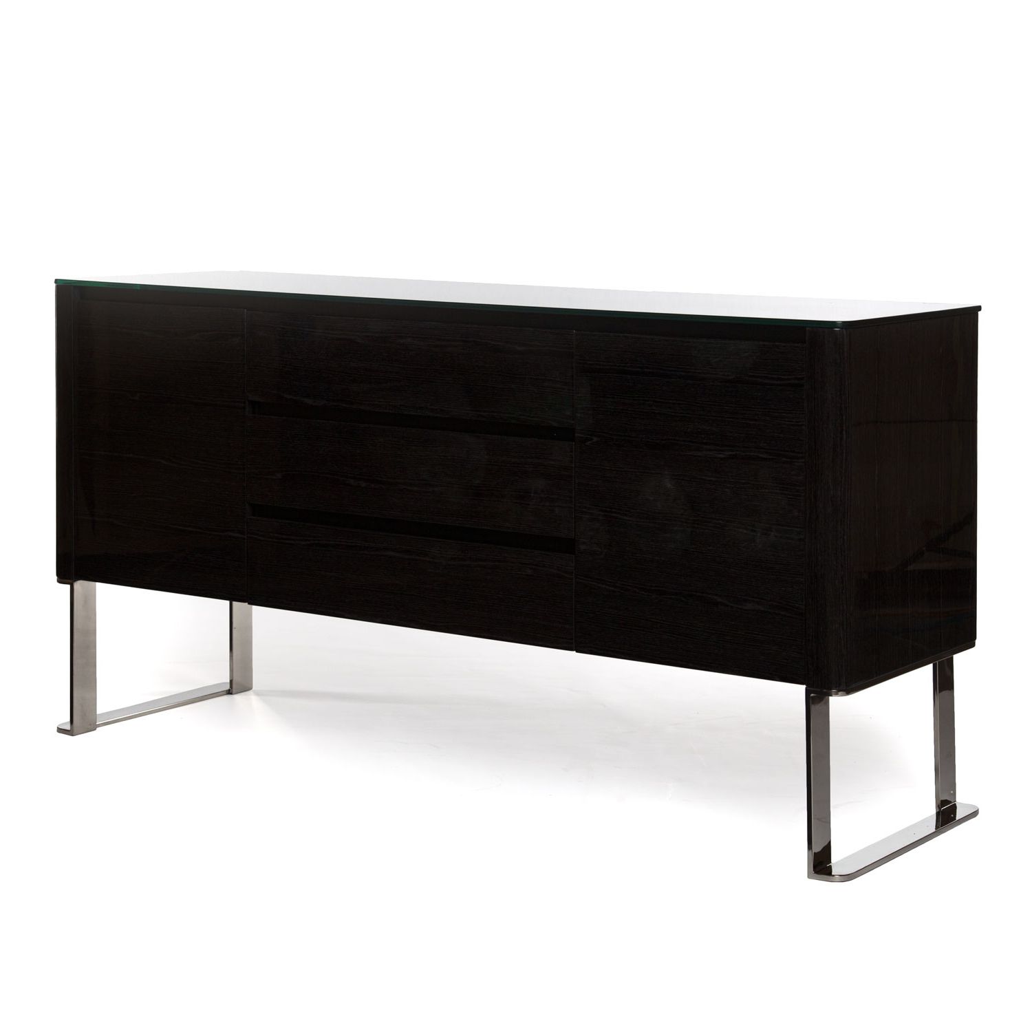 Yorkville | Sideboard – High Gloss Ebony Inside 3 Drawer Black Storage Buffets (View 15 of 20)