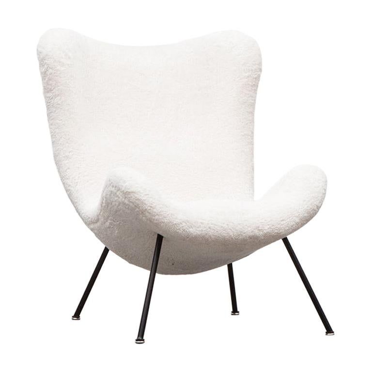 1950s White Faux Fur On Black Metal Legs Lounge Chairfritz Neth 'a' Within Lounge Chairs With Metal Leg (View 13 of 20)