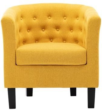 Alwillie 28.74" W Tufted Back Barrel Chair Fabric: Yellow Intended For Artressia Barrel Chairs (Gallery 9 of 20)