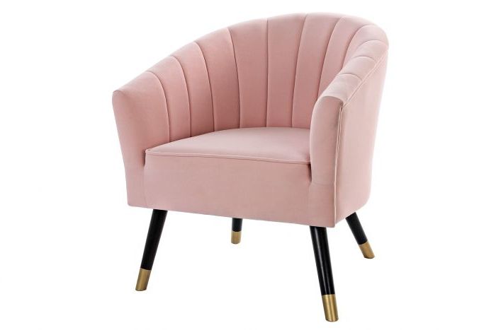 Armchair Polyester Birch 72x70x77 Pink Throughout Leia Polyester Armchairs (View 10 of 20)