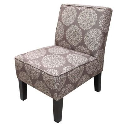 Armless Upholstered Slipper Accent Chair Grey Medallion Within Armless Upholstered Slipper Chairs (View 3 of 20)