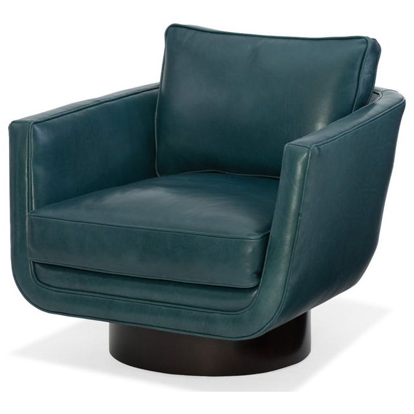 Bradington Young Sheldon Modern Swivel Chair With Wood With Regard To Sheldon Tufted Top Grain Leather Club Chairs (View 11 of 20)