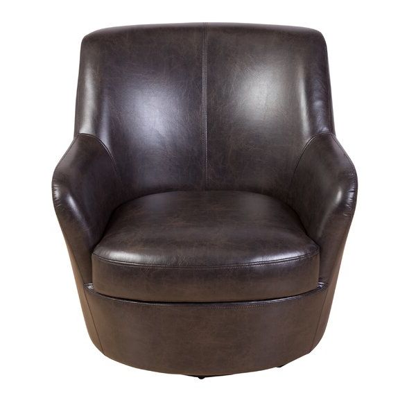 Brown Leather Look Chairs With Gilad Faux Leather Barrel Chairs (Gallery 17 of 20)