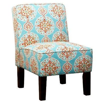 Burke Armless Slipper Chair – Blue/orange Medallion Within Armless Upholstered Slipper Chairs (View 13 of 20)
