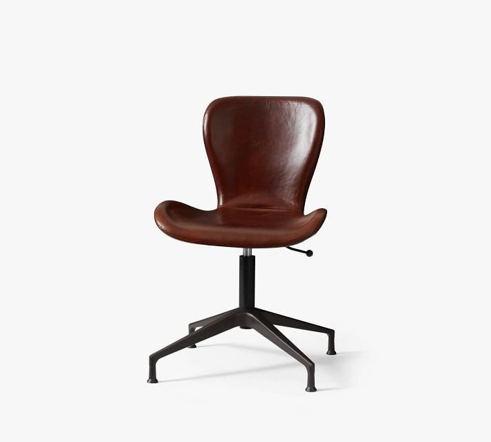 Burke Leather Swivel Desk Chair Throughout Hazley Faux Leather Swivel Barrel Chairs (View 11 of 20)
