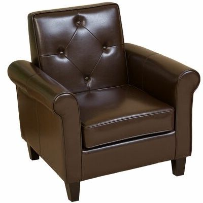 Chehalis 29.13" W Tufted Faux Leather Armchair Upholstery: Chocolate Brown  Faux Leather Within Liston Faux Leather Barrel Chairs (Gallery 20 of 20)