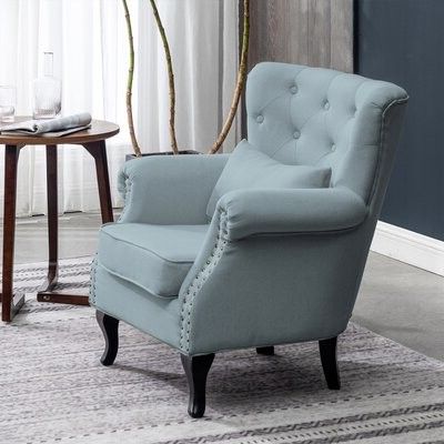 Dushane 30.3" W Tufted Velvet Armchair Fabric: Gray Polyester Blend Throughout Alwillie Tufted Back Barrel Chairs (Gallery 20 of 20)