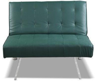 Elenie 34.3" W Tufted Faux Leather Convertible Chair Fabric: Green Faux  Leather Inside New London Convertible Chairs (Gallery 19 of 20)