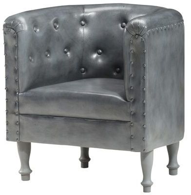 Emrick 24" Tufted Genuine Leather Barrel Chair Leather Type: Gray Genuine  Leather Intended For Ansar Faux Leather Barrel Chairs (Gallery 19 of 20)