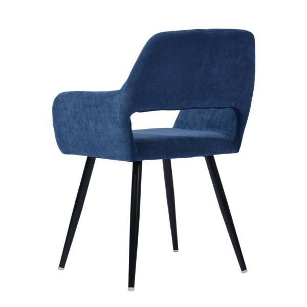Furniturer Cromwell Blue Fabric Upholstered Hollow Design Inside Daulton Velvet Side Chairs (View 15 of 20)