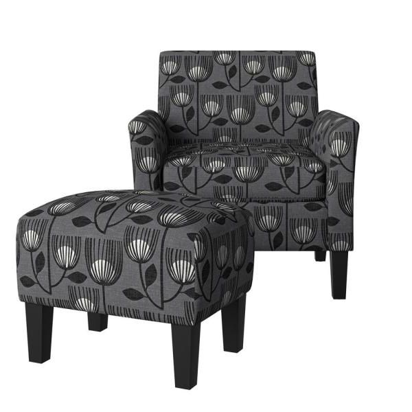 Handy Living Mimi Rose Half Round Charcoal Gray Modern Tulip For Modern Armchairs And Ottoman (Gallery 15 of 20)