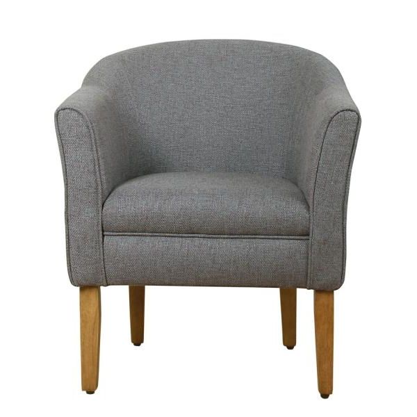 Homepop Chunky Barrel Shaped Charcoal Textured Accent Chair In Danow Polyester Barrel Chairs (View 4 of 20)