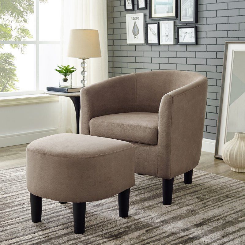 Jazouli Linen Barrel Chair And Ottoman | Chair And Ottoman Throughout Jazouli Linen Barrel Chairs And Ottoman (View 3 of 20)