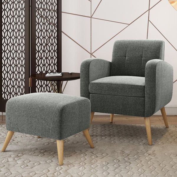 Joetta 20" Armchair And Ottoman With Hallsville Performance Velvet Armchairs And Ottoman (View 16 of 20)