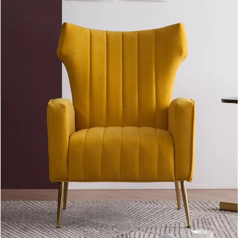 Lauretta 27.5" W Velvet Wingback Chair – Vozeli With Regard To Maubara Tufted Wingback Chairs (Gallery 18 of 20)