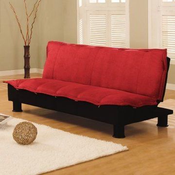 Lifestyle Solutions Serta Charmaine Convertible Sofa – Red In Perz Tufted Faux Leather Convertible Chairs (View 12 of 20)