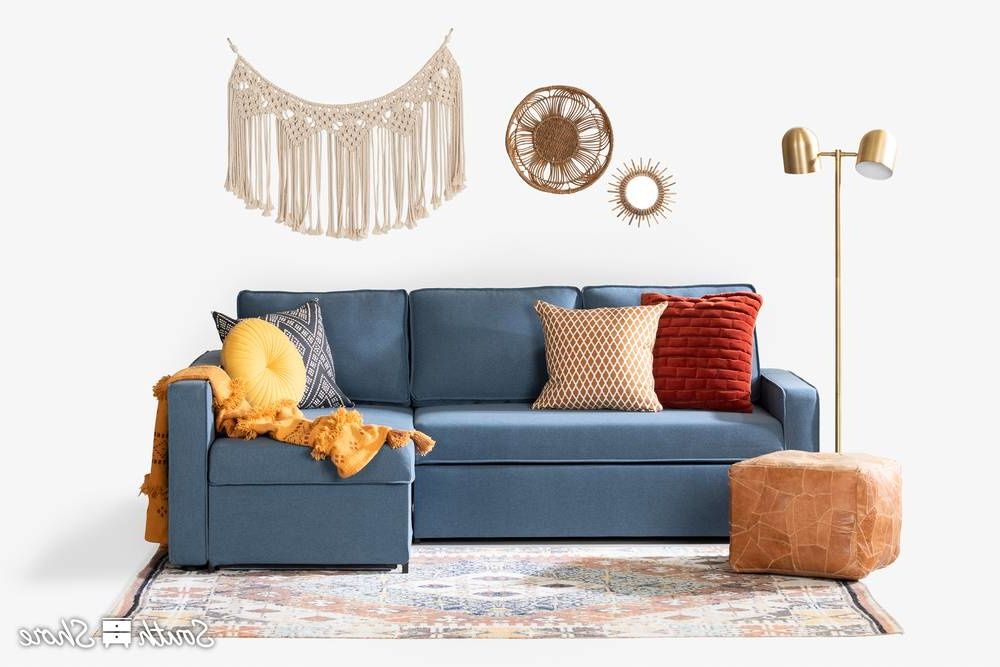 Live It Cozy Sectional Sofa Bed With Storage, Blue Denim Within Live It Cozy Armchairs (View 4 of 20)