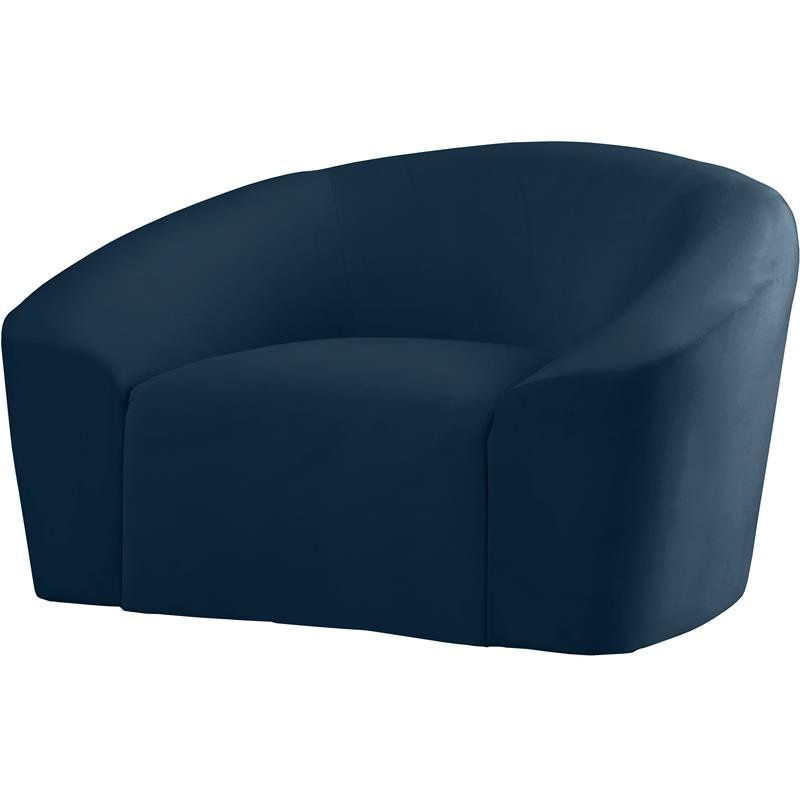 Meridian Furniture Riley Contemporary Curved Velvet Upholstered Accent Chair With Harmon Cloud Barrel Chairs And Ottoman (View 15 of 20)