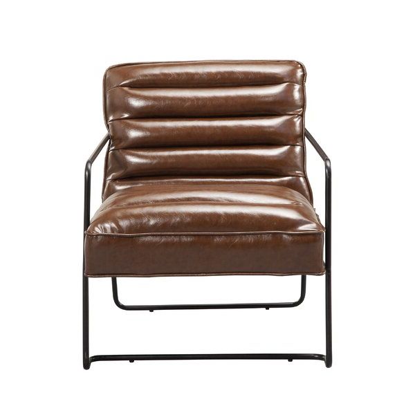 Modern & Contemporary Brown Leather Accent Chair With Broadus Genuine Leather Suede Side Chairs (View 14 of 20)