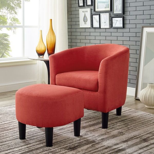 Orange Chair And Ottoman Regarding Harmon Cloud Barrel Chairs And Ottoman (View 5 of 20)