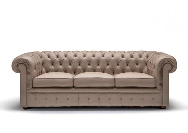 Outlet | Tufted Classic Leather Sofa – Berto Shop Throughout Myia Armchairs (Gallery 19 of 20)