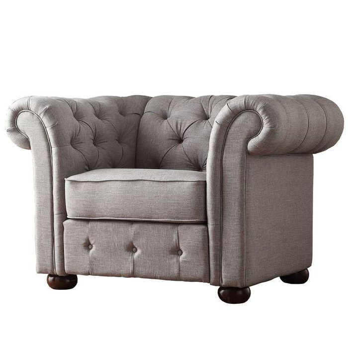Radcliffe Grey Linen Arm Chair – Home Depot Regarding Cohutta Armchairs (View 12 of 20)